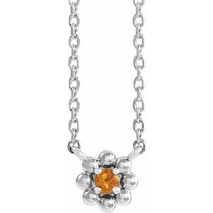 Sterling Silver Natural Citrine Beaded Youth 16" Necklace
