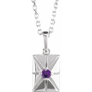 14K White Gold Natural Amethyst 16-18" Necklace