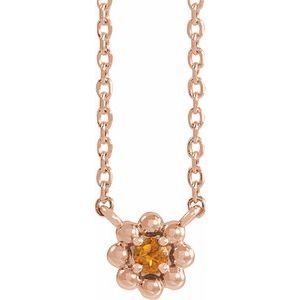 14K Rose Gold Natural Citrine Beaded Youth 16" Necklace