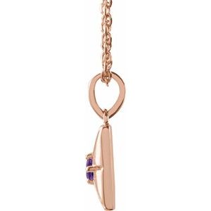 14K Rose Gold Natural Amethyst 16-18" Necklace