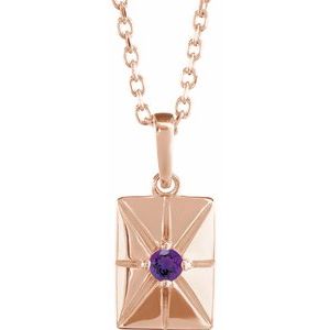 14K Rose Gold Natural Amethyst 16-18" Necklace