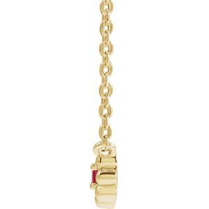 14K Yellow Gold Lab-Grown Ruby Beaded Youth 16" Necklace
