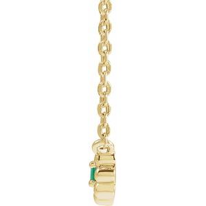 14K Yellow Gold Natural Emerald Beaded Youth 16" Necklace