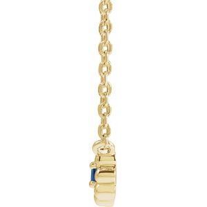 14K Yellow Gold Lab-Grown Blue Sapphire Beaded Youth 16" Necklace