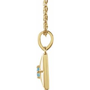 14K Yellow Gold Natural Aquamarine 16-18" Necklace