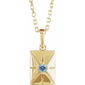 14K Yellow Gold Natural Aquamarine 16-18" Necklace