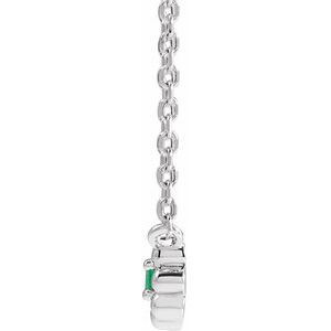 Platinum Lab-Grown Emerald Beaded Youth 16" Necklace