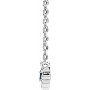 Sterling Silver Lab-Grown Blue Sapphire Beaded Youth 16" Necklace