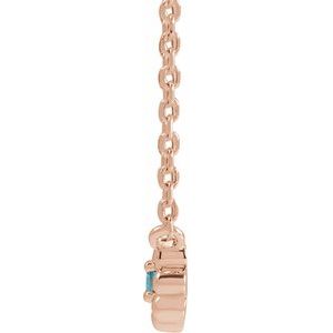 14K Rose Gold Natural Blue Zircon Beaded Youth 16" Necklace