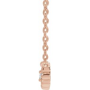 14K Rose Gold Natural White Sapphire Beaded Youth 16" Necklace