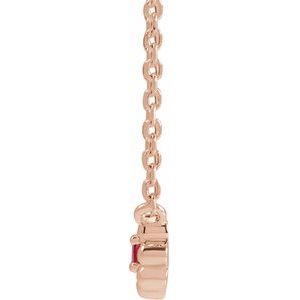 14K Rose Gold Lab-Grown Ruby Beaded Youth 16" Necklace