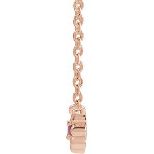 14K Rose Gold Natural Pink Tourmaline Beaded Youth 16" Necklace
