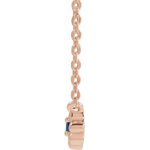 14K Rose Gold Natural Blue Sapphire Beaded Youth 16" Necklace
