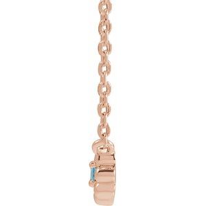 14K Rose Gold Natural Aquamarine Beaded Youth 16" Necklace