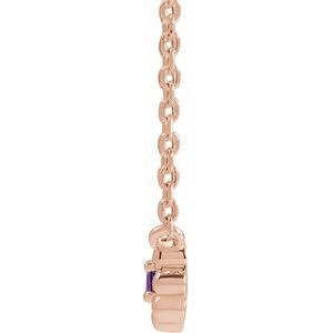 14K Rose Gold Natural Amethyst Beaded Youth 16" Necklace