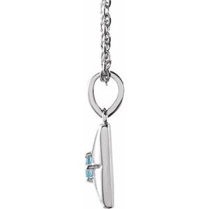 Sterling Silver Natural Aquamarine 16-18" Necklace