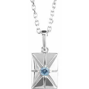 14K White Gold Natural Aquamarine 16-18" Necklace