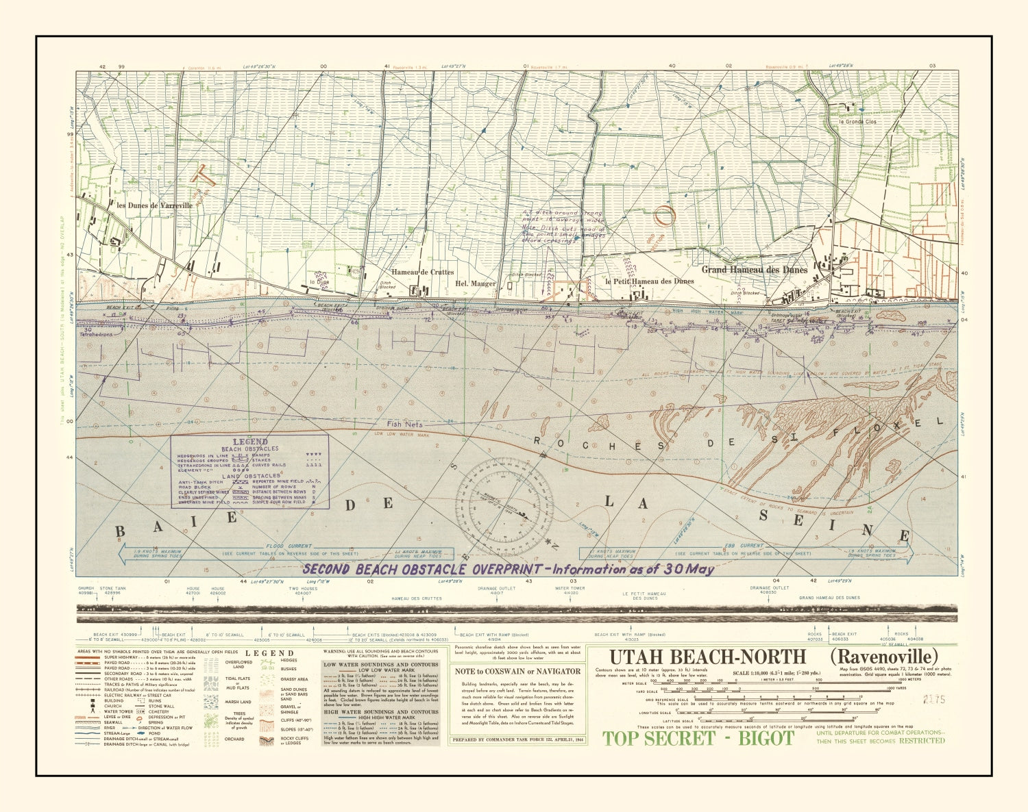 Vintage Utah Beach D-Day Map 1944