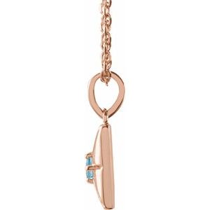 14K Rose Gold Natural Aquamarine 16-18" Necklace