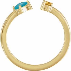 14K Yellow Gold Natural Turquoise Cabochon & Natural Citrine Negative Space Ring