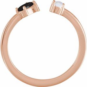 14K Rose Gold Natural Black Onyx & Natural Blue Sheen Moonstone Negative Space Ring