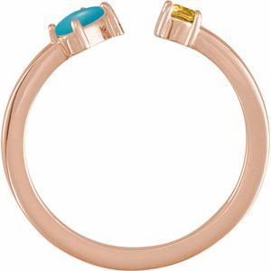 14K Rose Gold Natural Turquoise Cabochon & Natural Citrine Negative Space Ring