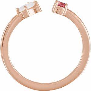 14K Rose Gold Natural White Opal Cabochon & Natural Pink Tourmaline Negative Space Ring