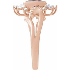 14K Rose Gold Natural Amethyst & 1/2 CTW Natural Diamond Halo-Style Ring