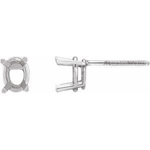10K White Gold 4x3 mm Oval 4-Prong Lightweight Earring Mounting