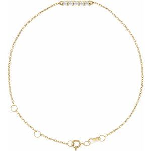 14K Yellow Gold 1/10 CTW Natural Diamond Bar 6 1/2-7 1/2" Bracelet