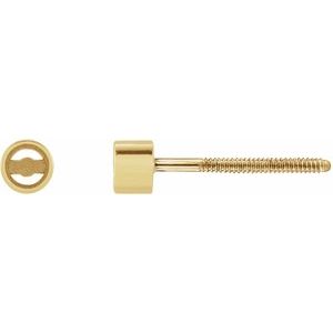 18K Yellow Gold 2.25 mm Round Micro Single Stud Earring Mounting