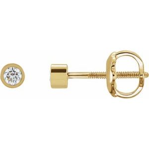 14K Yellow Gold 1/10 CTW Natural Diamond Micro Bezel-Set Earrings