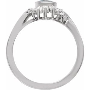 14K White Gold Natural London Blue Topaz & 1/2 CTW Natural Diamond Halo-Style Ring