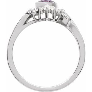 14K White Gold Natural Amethyst & 1/2 CTW Natural Diamond Halo-Style Ring