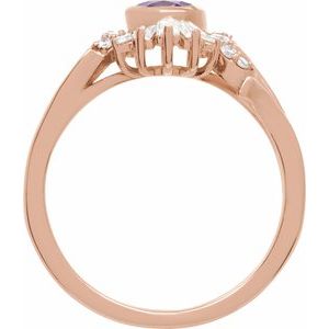 14K Rose Gold Natural Amethyst & 1/2 CTW Natural Diamond Halo-Style Ring