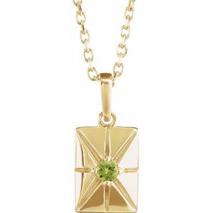 14K Yellow Gold Natural Peridot 16-18" Necklace
