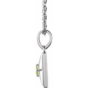 Platinum Natural Peridot 16-18" Necklace