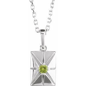 Platinum Natural Peridot 16-18" Necklace