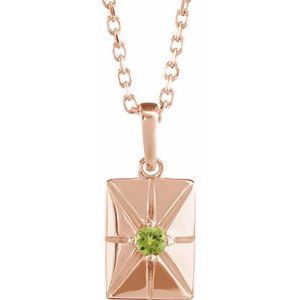 14K Rose Gold Natural Peridot 16-18" Necklace