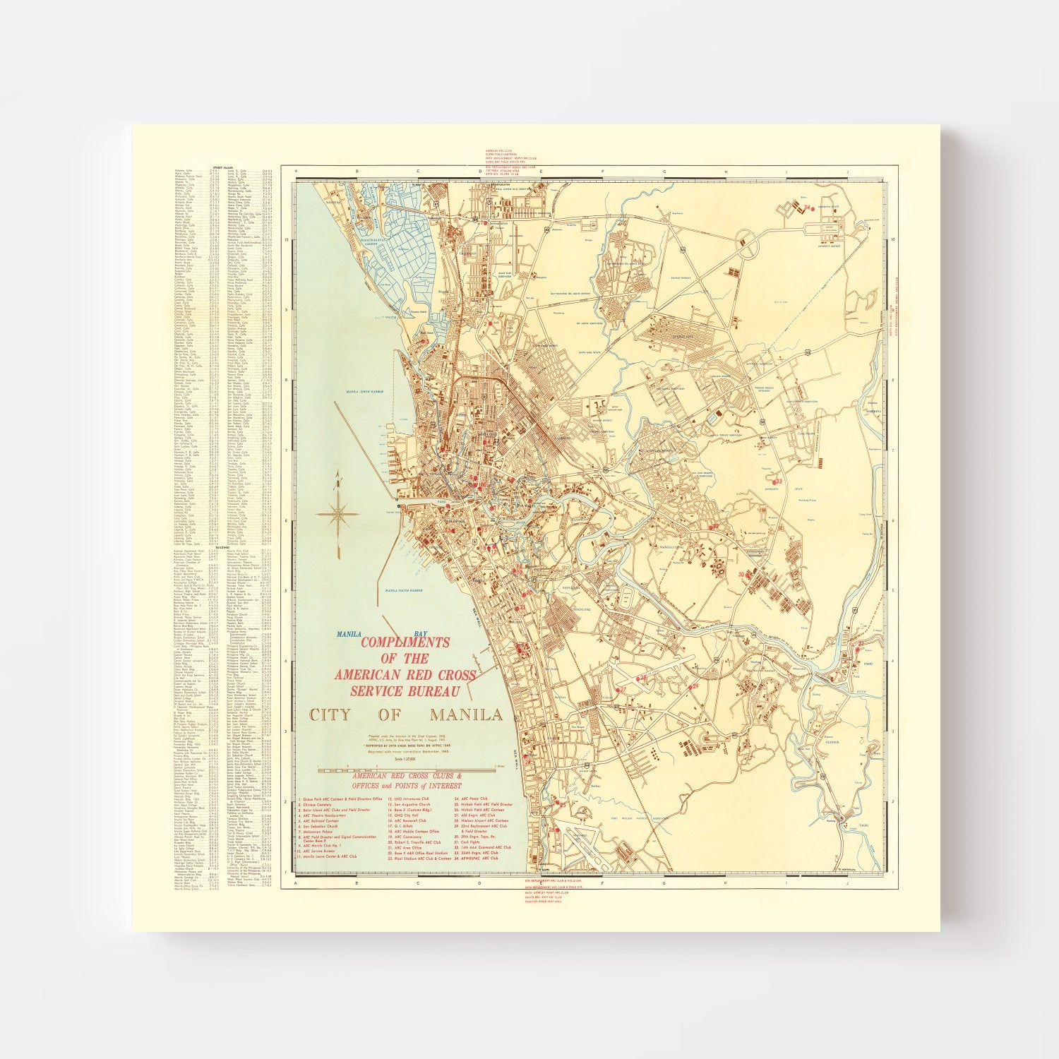 Vintage Map of Manila, Philippines 1945
