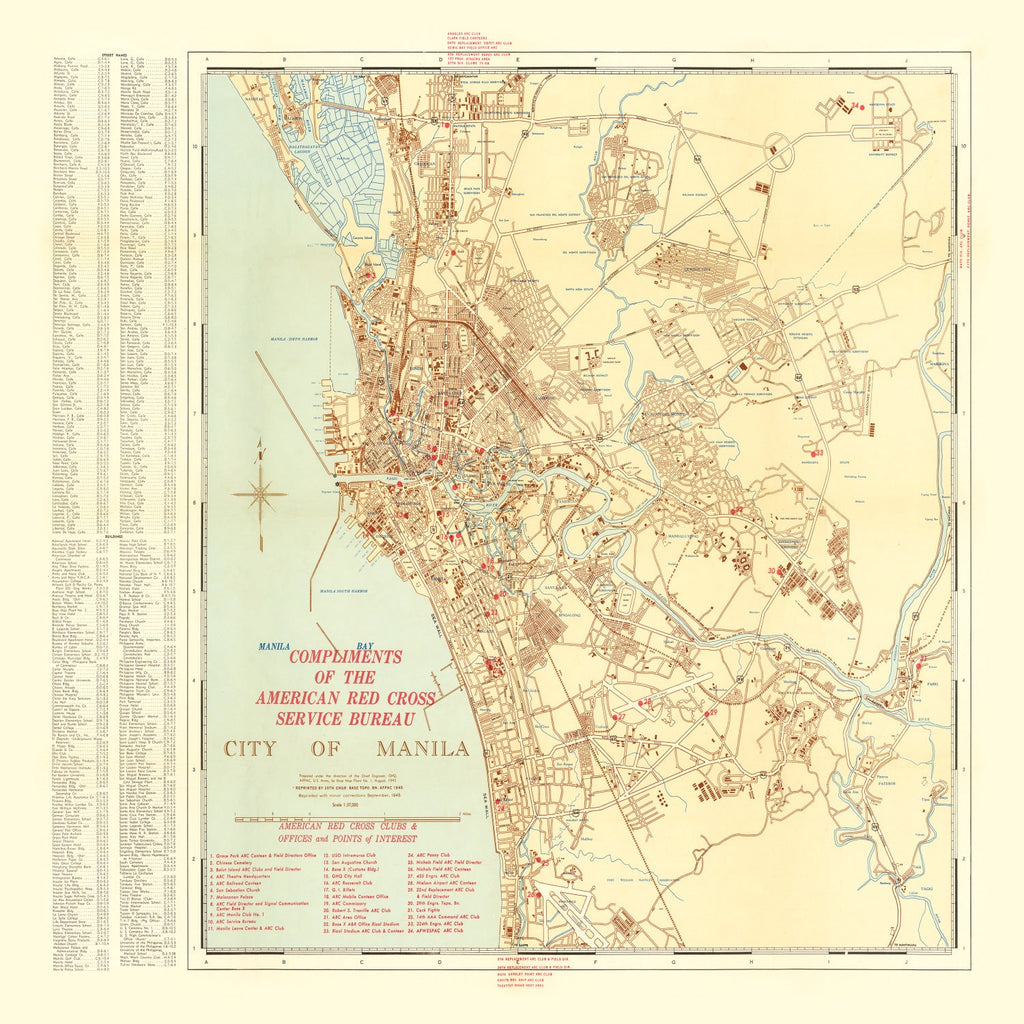 Vintage Map of Manila, Philippines 1945