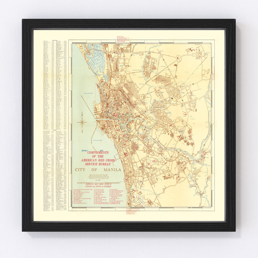 Vintage Map of Manila, Philippines 1945