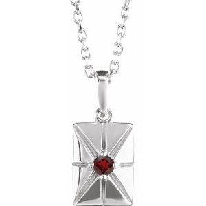 Sterling Silver Natural Mozambique Garnet 16-18" Necklace