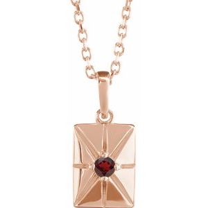 14K Rose Gold Natural Mozambique Garnet 16-18" Necklace