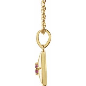14K Yellow Gold Natural Pink Tourmaline 16-18" Necklace