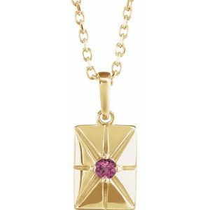 14K Yellow Gold Natural Pink Tourmaline 16-18" Necklace