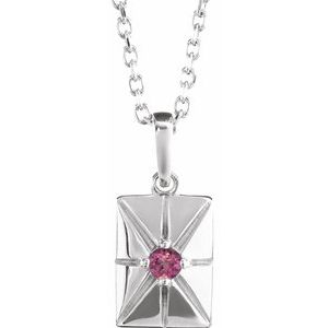 Platinum Natural Pink Tourmaline 16-18" Necklace