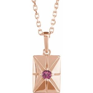 14K Rose Gold Natural Pink Tourmaline 16-18" Necklace