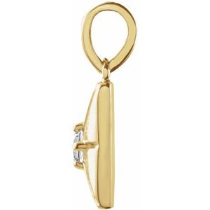 14K Yellow Gold Natural White Sapphire Charm/Pendant