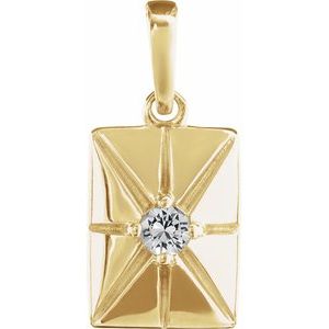14K Yellow Gold Natural White Sapphire Charm/Pendant